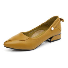 Sapatos de salto alto couro legítimo feminino, sapato ponta fina salto quadrado para trabalho sapatos de festa 2024 - compre barato
