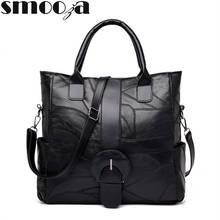 SMOOZA Women Leather Handbags Lady Large Tote Bag Sheepskin Shoulder Bag Women's Big Bolsas Sac A Main Femme Ladies Hand Bags 2024 - buy cheap