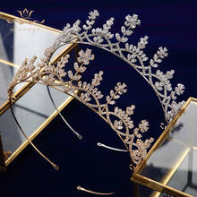Simple repleto de circonita Tiaras de novia tocado corona de cristal de la cabeza usar vestido de boda accesorio del pelo de la boda 2024 - compra barato