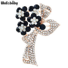 Wuli & buquê de cristal do bebê broches de flores feminino casamentos festa escritório broche pinos acessórios jóias presentes 2024 - compre barato