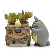 Mini carrito con adornos creativos de Totoro, maceta de flores de resina, maceta, adornos para muñecas, accesorios de decoración para el hogar, Moderno 2024 - compra barato