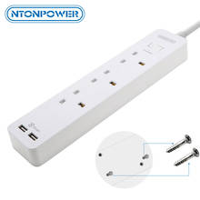 NTONPOWER Extension Lead Wall Mounted Electrical Plug Board with  3 AC Sockets 2 USB Charger for Home UK Plug Office 1.5M Cord 2024 - buy cheap