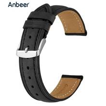 Anbeer-Correa de reloj de cuero genuino para hombre, pulsera informal de ante negro, de repuesto, 18mm, 20mm, 22mm 2024 - compra barato