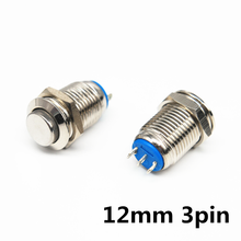 1pc 12mm Metal Push Button Switch Self-locking Latching/Momentary Reset Waterproof High/Flat Round 3 pins Nickel plated brass 2024 - buy cheap