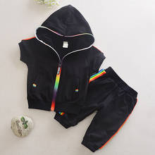 Children's Clothing Suits Summer New Baby Boy Cotton Hooded Zipper Short-Sleeved Top + Shorts Two-Piece Girls Sportswear Outfits 2024 - buy cheap
