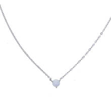 100% 925 silver Mini delicate Opal Choker Simple Style link Chain Opal Stone Pendant Necklace For Women 925 Siler jewelry 2024 - buy cheap