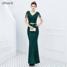 Сексуальное вечернее платье с черным галстуком длинное платье зеленое платье с блестками элегантное платье Vestido de Fiesta платье с v-образным вырезом торжественное платье YNY-16221 2024 - купить недорого