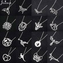 jisensp Stainless Steel Pendant Necklace Lovely Lion Bird Butterfly Kitten Necklace Choker Fashion Jewelry for Women Party Gift 2024 - buy cheap