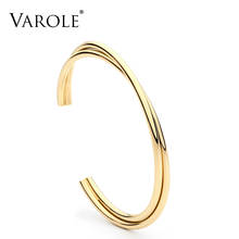 VAROLE Simple Twisted line Cuff Bracelet Stainless steel Bangle Gold Color Bracelets Bangles For Women Fashion Jewelry Pulseiras 2024 - buy cheap