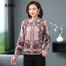 XJXKS Loose plus size women printed sweater 2020 spring new comfortable 100% wool knitted sweater women turtleneck pullover 2024 - buy cheap