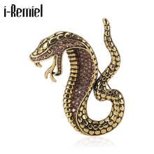New Vintage Alloy Snake Brooch Animal Rhinestone Lapel Pin Suit Shirt Badge Fashion Clothing Luxulry Jewelry for Men Accessories 2024 - buy cheap