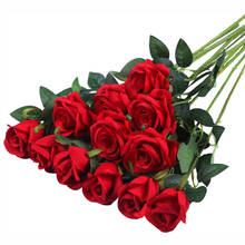 Flores artificiais, buquê de rosas vermelhas, decoração de casamento, flores falsas, decoração de festa caseira, presentes de dia dos namorados 2024 - compre barato