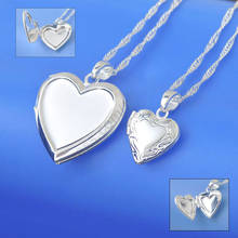 Wholesale Necklace Real Pure 925 Sterling Silver Jewelry Case Frame Small Heart & Big Heart Pendant Necklaces 2024 - buy cheap