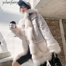 2020 New Real Fur Parka Winter Jacket Women Natural Fox Fur Liner Long Coat Female Denim Jacket Warm Parkas Tops Hiver DM-9015 2024 - buy cheap