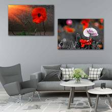 Pintura en lienzo de flor de Amapola roja para pared, carteles e impresiones artísticos de acuarela, cuadro decorativo para decoración de sala de estar 2024 - compra barato