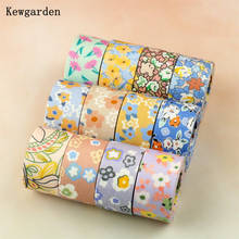 Kewgarden 1" 25mm 10mm Print Flower Cloth Fabric Ribbon DIY Hairbow Bow tie Sewing Accessories Handmade Tape 10 Meters 2024 - buy cheap