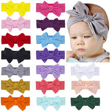2021 New Cotton Elastic Newborn Baby Girls Solid Color Headband Bowknot Hair Band Children Infant Bow Headband Hair Accessories 2024 - buy cheap