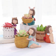 Fairy Garden Miniatures Girl Resin Flower Pot Cartoon Sculpture Crafts Personality Decoration Garden Micro Landscape Flower Pot 2024 - buy cheap