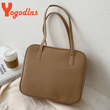 Yogodlns Fashion PU Leather Handbag Women Large Capacity Handle Bag Vintage Shoulde Bag Lady Tote Designer Simple Shopping Purse 2024 - buy cheap