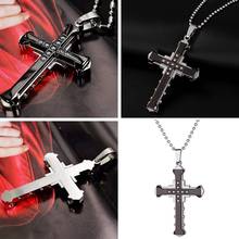 Crystal Cross Pendant Black Stainless Steel Zirconia Jesus Cross Pendant Necklace Jewelry 2024 - buy cheap