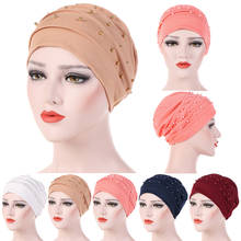 Turbante musulmán para mujer, pañuelo de perlas, sombrero para cáncer, gorros de quimio, gorro islámico, pañuelo para la cabeza, Hijab para mujer, accesorios para el cabello 2024 - compra barato