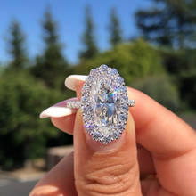 Роскошные обручальные кольца с большим кристаллом для женщин, высококачественные кубические циркониевые кольца в форме голубьего яйца серебряного цвета, модные ювелирные изделия, кольцо, оптовая продажа 2024 - купить недорого
