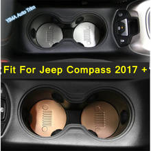 Lapetus Front Water Coaster Cup Holder Drinks Holders Mat Pad Cover Trim 2PCS For Jeep Compass 2017 - 2020 Metal Accessories 2024 - buy cheap