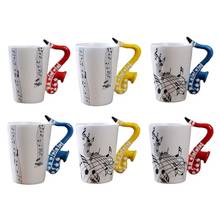 Saxophone Music Unique Handle Art Musical Notes Holds Tea Coffee Milk Ceramic Mug Cup Best Gift 2024 - buy cheap