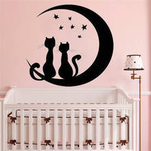 Calcomanía de vinilo de Luna y estrellas para pared, decoración de cielo de gato, pegatina de pared para habitación de niños, arte de nube, HY928 2024 - compra barato