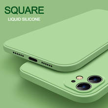 Novo luxo original quadrado líquido silicone macio caso para iphone 11 pro max x xr xs max 7 8 6s plus se 2 2020 telefone capa funda 2024 - compre barato