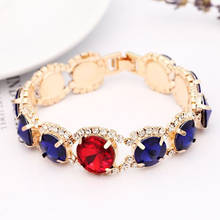 Красивый круглый женский браслет с австрийскими кристаллами золотого цвета, ювелирные изделия для свадебной вечеринки, женский браслет, оптовая продажа, B036 2024 - купить недорого