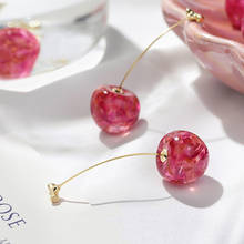 Cute simulation red cherry earrings female cherries pink dried flowers fresh cherry earrings pendant woman fashion accessories 2024 - buy cheap