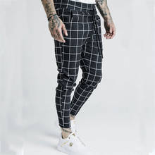 Men's black plaid casual pants Fashion Korean men's sports and leisure plaid pants micro-elastic polyester fabric 2024 - buy cheap