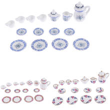 New 1:12 Miniature 15Pcs Porcelain Tea Cup Set Flower Tableware Kitchen Dollhouse Furniture Toys For Children 2024 - buy cheap