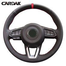 CARDAK-cubierta de cuero negro para volante de coche, protector para Mazda 3 Axela 2017 2018 2019 Mazda 6 Atenza 2017-2019 CX-3 2018-2019 CX-9 2024 - compra barato