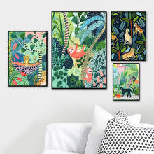 Pósteres e impresiones nórdicos tropicales de jungla botánica de leopardo, arte de pared, pintura en lienzo, imágenes de pared para decoración de sala de estar y guardería 2024 - compra barato