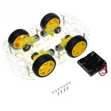 Frete grátis 4wd robô inteligente chassis do carro kits para arduino com codificador de velocidade novo 2024 - compre barato