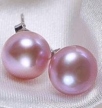 Free Shipping 11-12mm genuine south sea pink bottom pearl earring 2024 - buy cheap