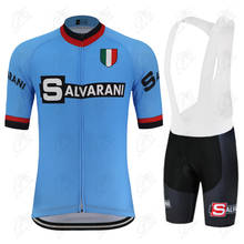 Conjunto de ropa de ciclismo profesional italiano SALVARANI para hombre, jersey retro azul para carreras de carretera, mtb, bicicleta de montaña 2024 - compra barato