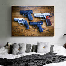 Arma pistola pintura da lona moderna decoração arte da parede imagem para sala de estar decoração casa cartazes e impressões 2024 - compre barato