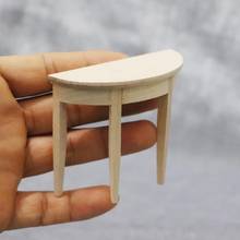 Детский деревянный миниатюрный полукруглый стол для кукольного домика 1/12, настольная мебель, модель в подарок 2024 - купить недорого