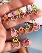 2020 Christmas gift new design fashion jewelry Neon enamel colorful star double star charm earring 2024 - buy cheap