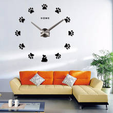 Acrylic 3D DIY Large Wall Clock Sticker Modern Design Silent Cat Claw Living Room Decorative Self adhesive Wall Clock Home Decor 2024 - buy cheap