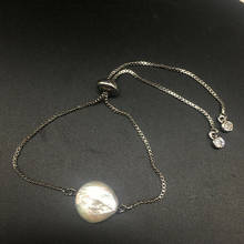 LJHMY Real White Coin Pearl 24K White Gold Filled Adjustable Chain Bracelet Charm Bracelets for Women 2024 - buy cheap