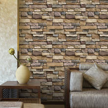 Papel de parede de tijolos 3d com pedra de vinil, rolo de papel de parede para sala de estar, sala de jantar, plano de fundo de tv 2024 - compre barato