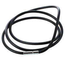 25.5 Inch 3MM Rubber Neck Cord Necklace with Stainless Steel Closure - Black 2024 - buy cheap