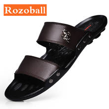 Fashion Men Slippers Summer Men Leather Slippers Casual Beach Slides Outdoor Cheap Men Walking Sandals Dropshipping Rozoball 2024 - buy cheap