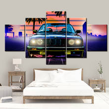 Arte de pared Modular para decoración del hogar, imagen moderna de coche BMW E3, póster Retro clásico, lienzo impreso, 5 piezas 2024 - compra barato