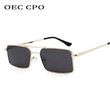 OEC CPO-gafas de sol cuadradas pequeñas para hombre, lentes Retro grises, Vintage, de Metal, a la moda, UV400, O217 2024 - compra barato