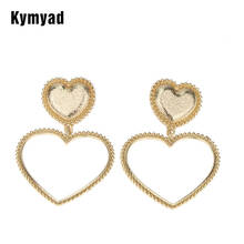 Kymyad Gold Silver Color Drop Earrings For Women Heart Statement Earrings 2019 Simple Metal Earings Fashion Jewelry New 2024 - buy cheap
